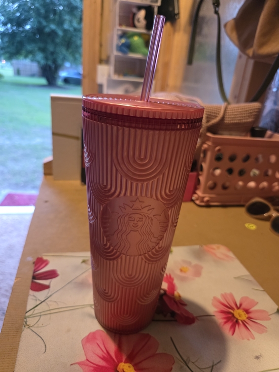 Starbucks Other - Starbucks Rose Pink Ridged Reusable Tumbler with Straw